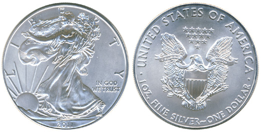 Group display of all five 2011 American Silver Eagle varieties showing bullion, proof, burnished W, burnished S, and reverse proof